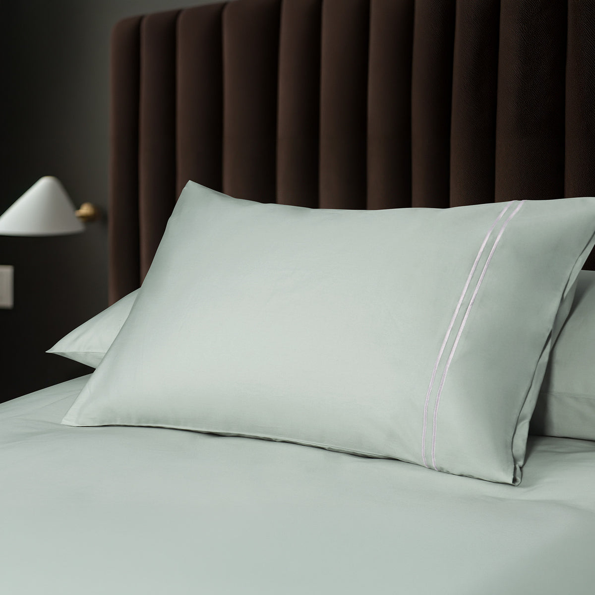 IE Maison I Hotel Suite I Premium Cotton I 1200TC Solid Bedding Set with Embroidery - Sage