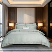 IE Maison I Hotel Suite I Premium Cotton I 1200TC Solid Bedding Set with Embroidery - Sage