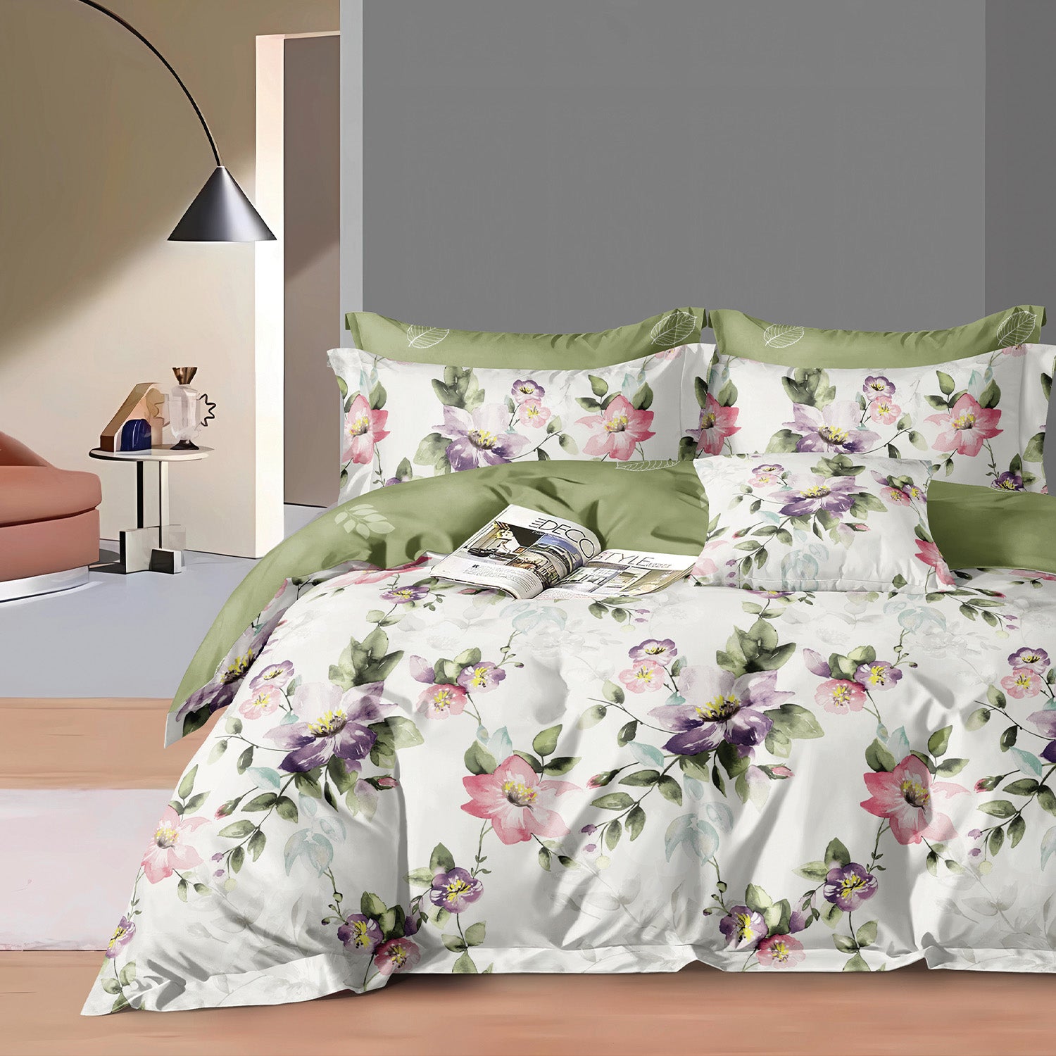 Hillcrest I 988TC ComfyLux I Printed Bedding Collection I Fitted Sheet Set I Summer Blanket - Serenade