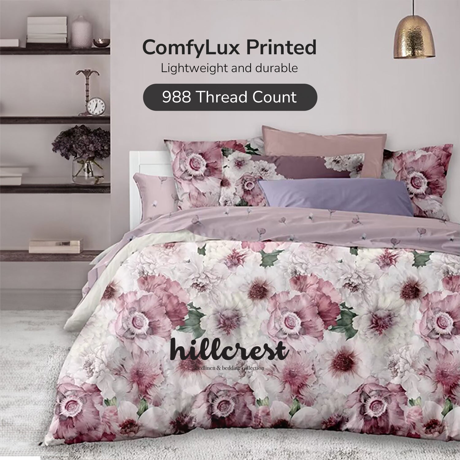 Hillcrest I Group A ComfyLux Printed Microfiber I 988TC I Fitted Sheet Set I Summer Blanket I No Quilt Cover - Spring