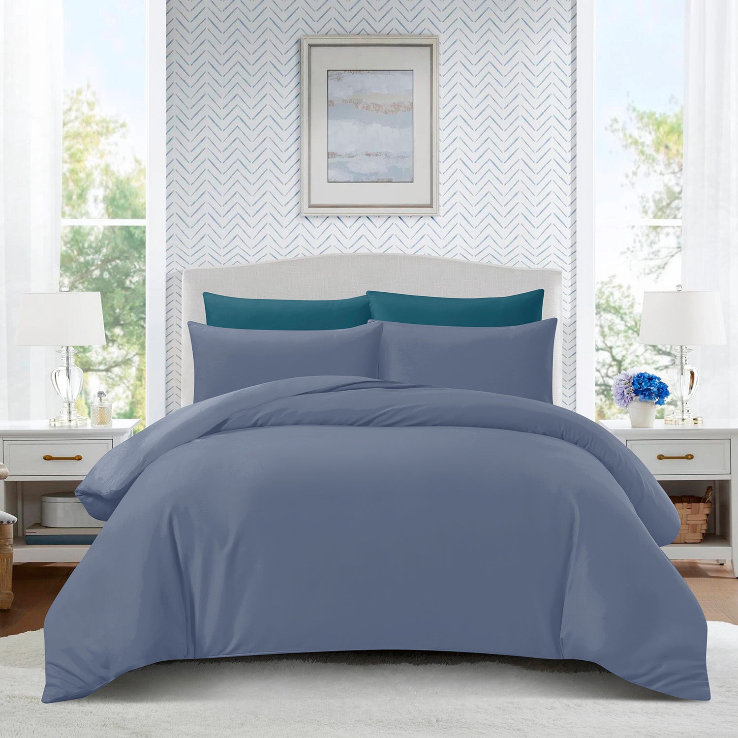 Hillcrest ComfyLux Solid 988TC | Fitted Sheet Set I No Quilt Cover - Stone Grey