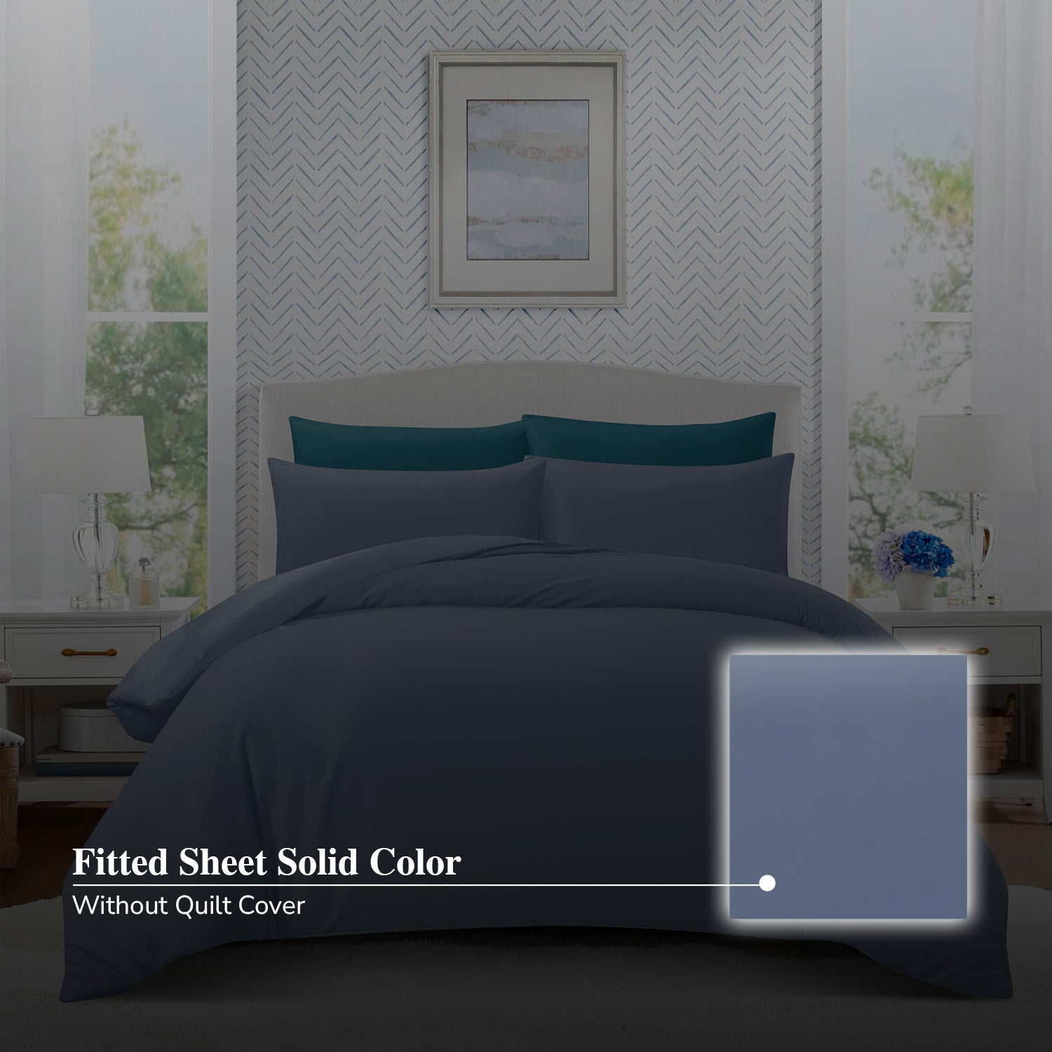 Hillcrest ComfyLux Solid 988TC | Fitted Sheet Set I No Quilt Cover - Stone Grey