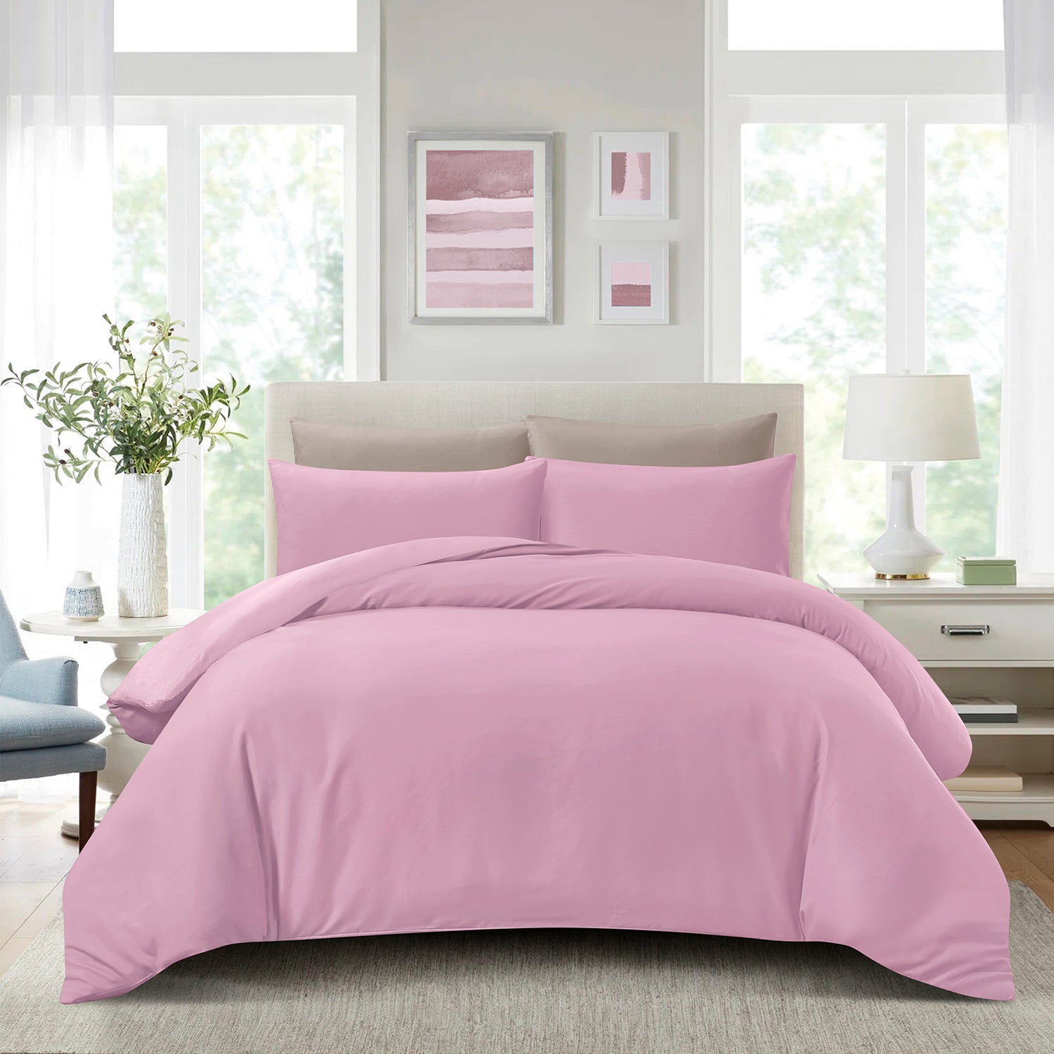 Hillcrest I ComfyLux Solid I 988TC I Fitted Sheet Set I Pillow Case I Bolster Case I No Quilt Cover - 6 Colours