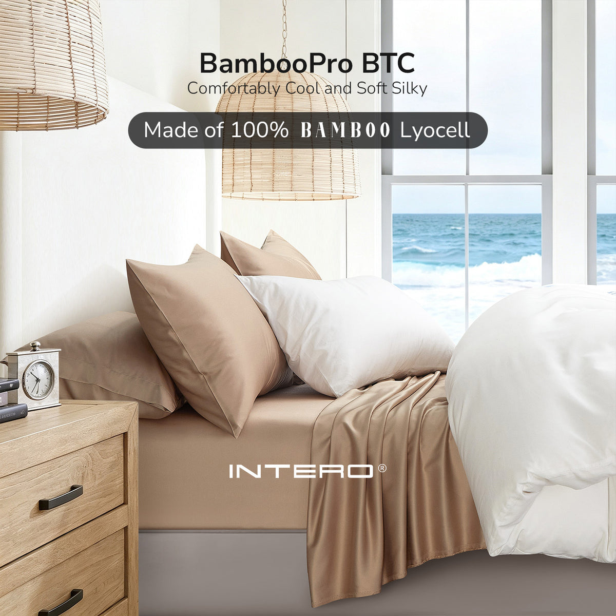 Intero BambooPro Beyond Thread Count Mono 2.0 Fitted Sheet Set - Taupe
