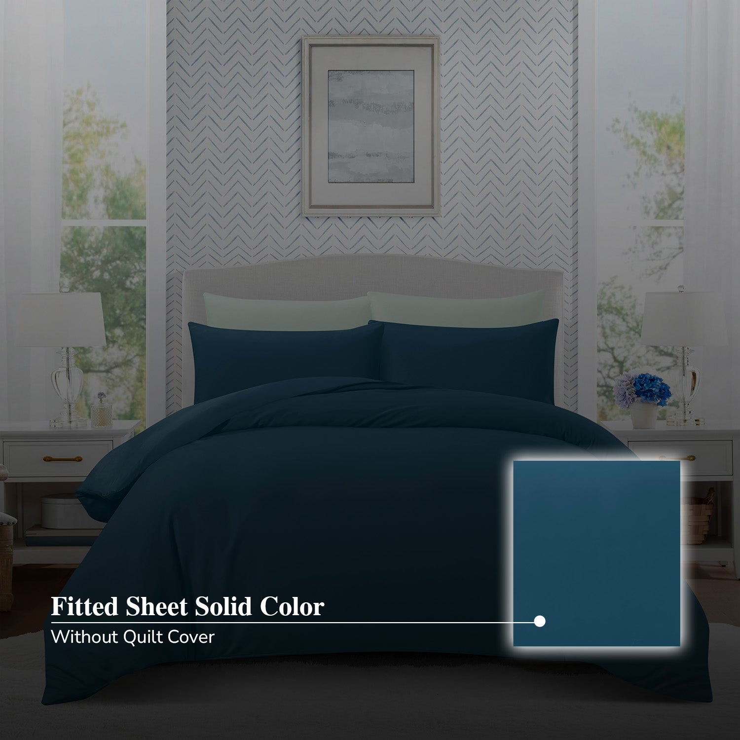 Hillcrest ComfyLux Solid 988TC | Fitted Sheet Set I No Quilt Cover - Teal