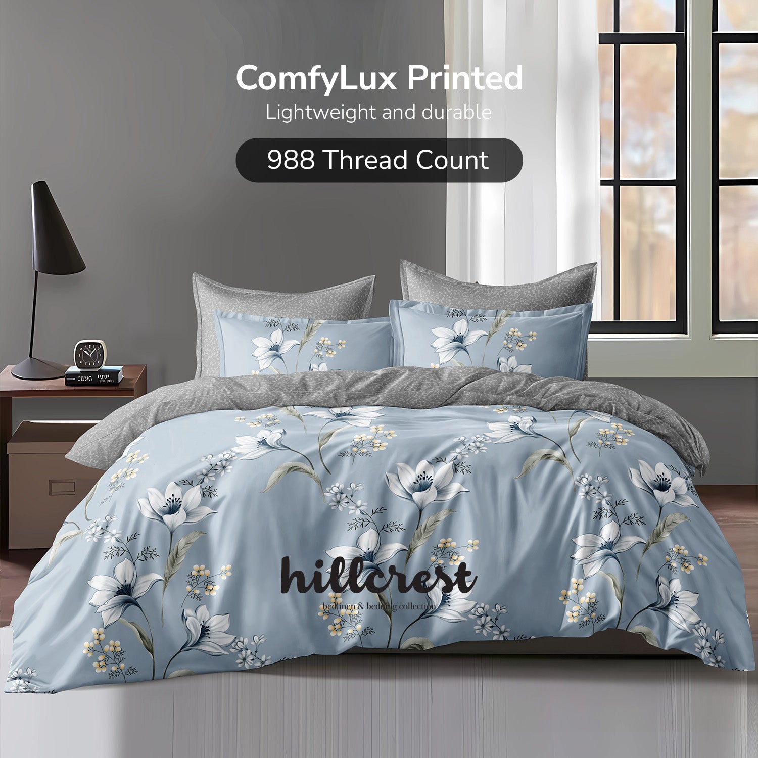 Hillcrest I 988TC ComfyLux I Printed Fitted Sheet Set - Tranquil