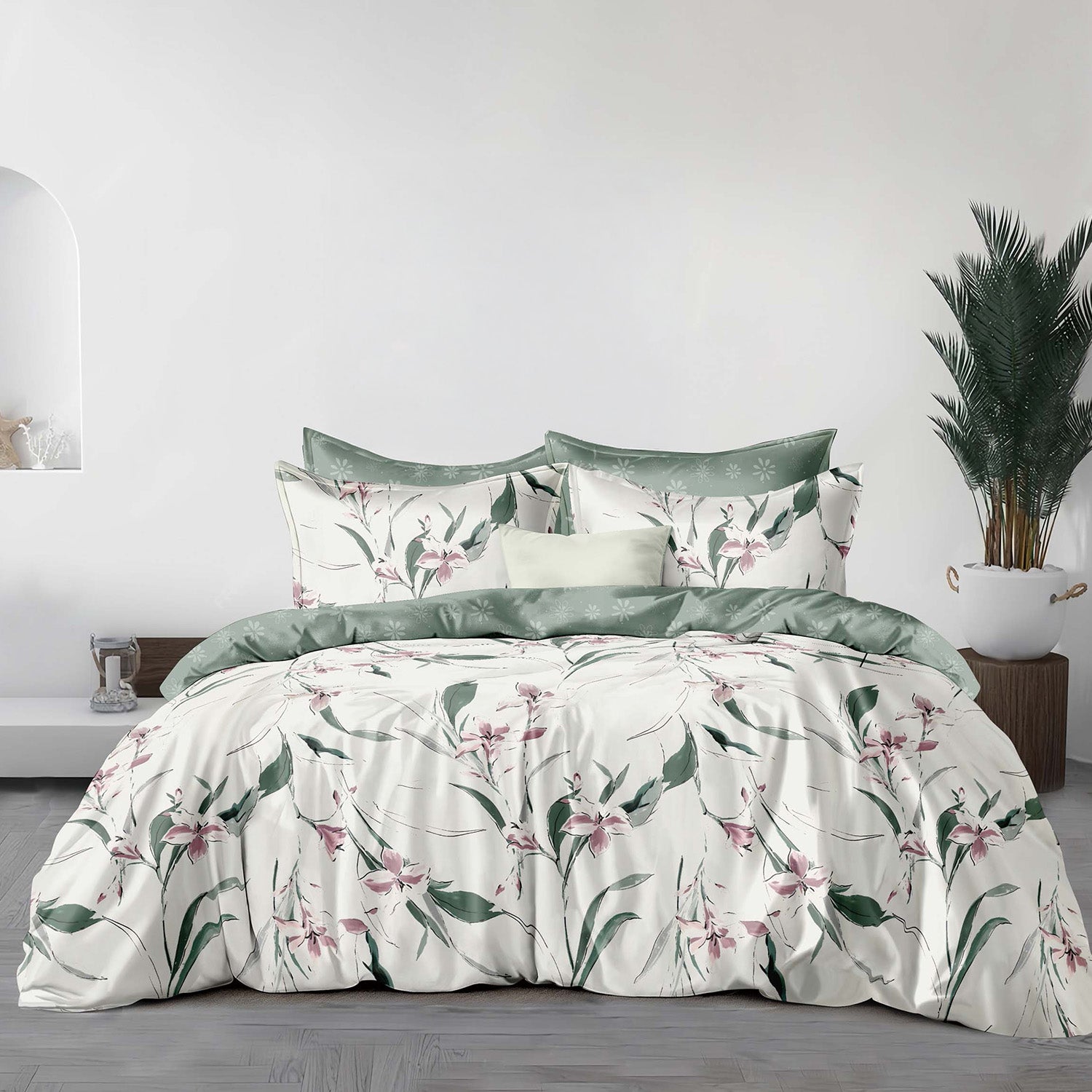 Hillcrest I 988TC ComfyLux I Printed Bedding Collection I Fitted Sheet Set I Summer Blanket - Verdant