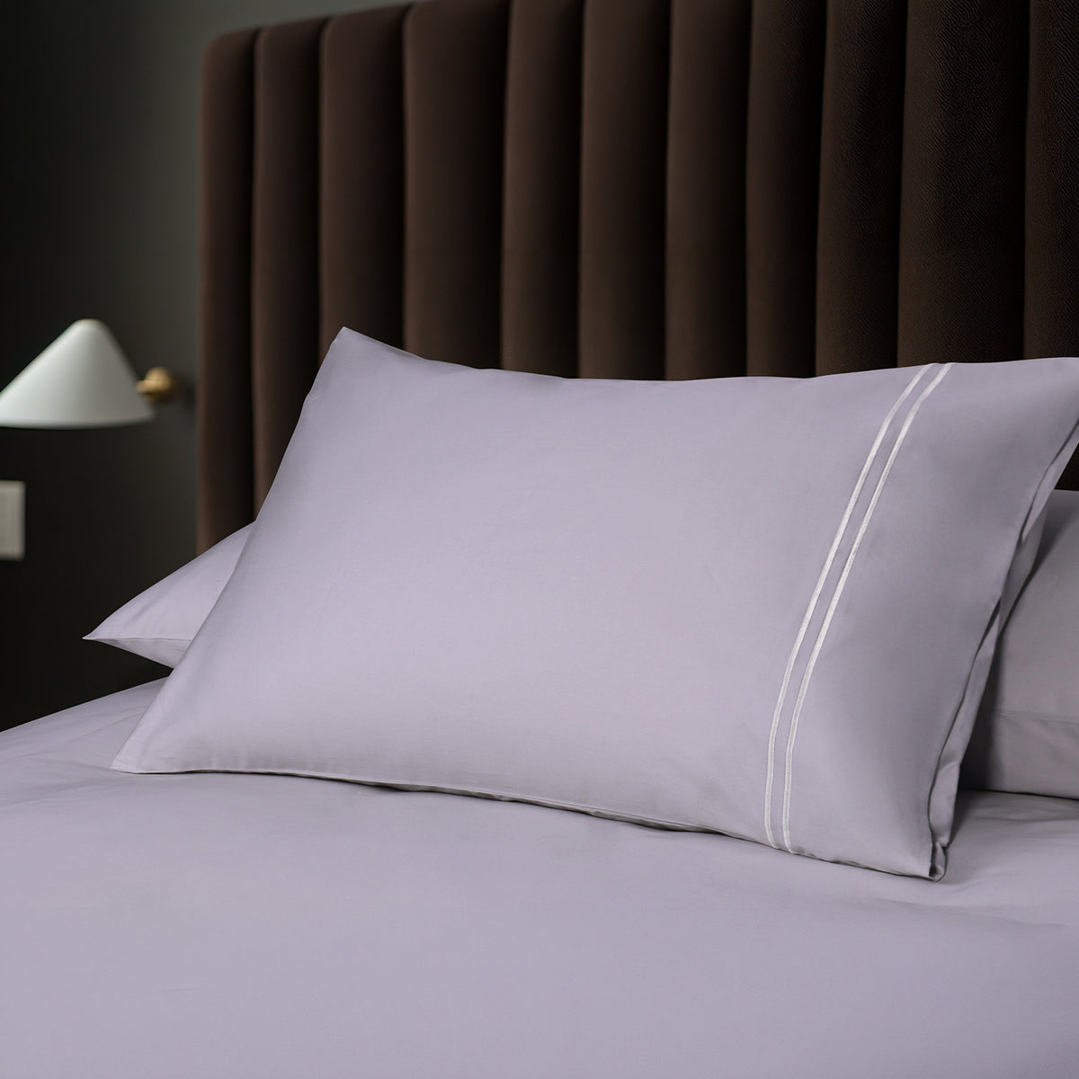 IE Maison I Hotel Suite I Premium Cotton I 1200TC Solid Bedding Set with Embroidery - Violet