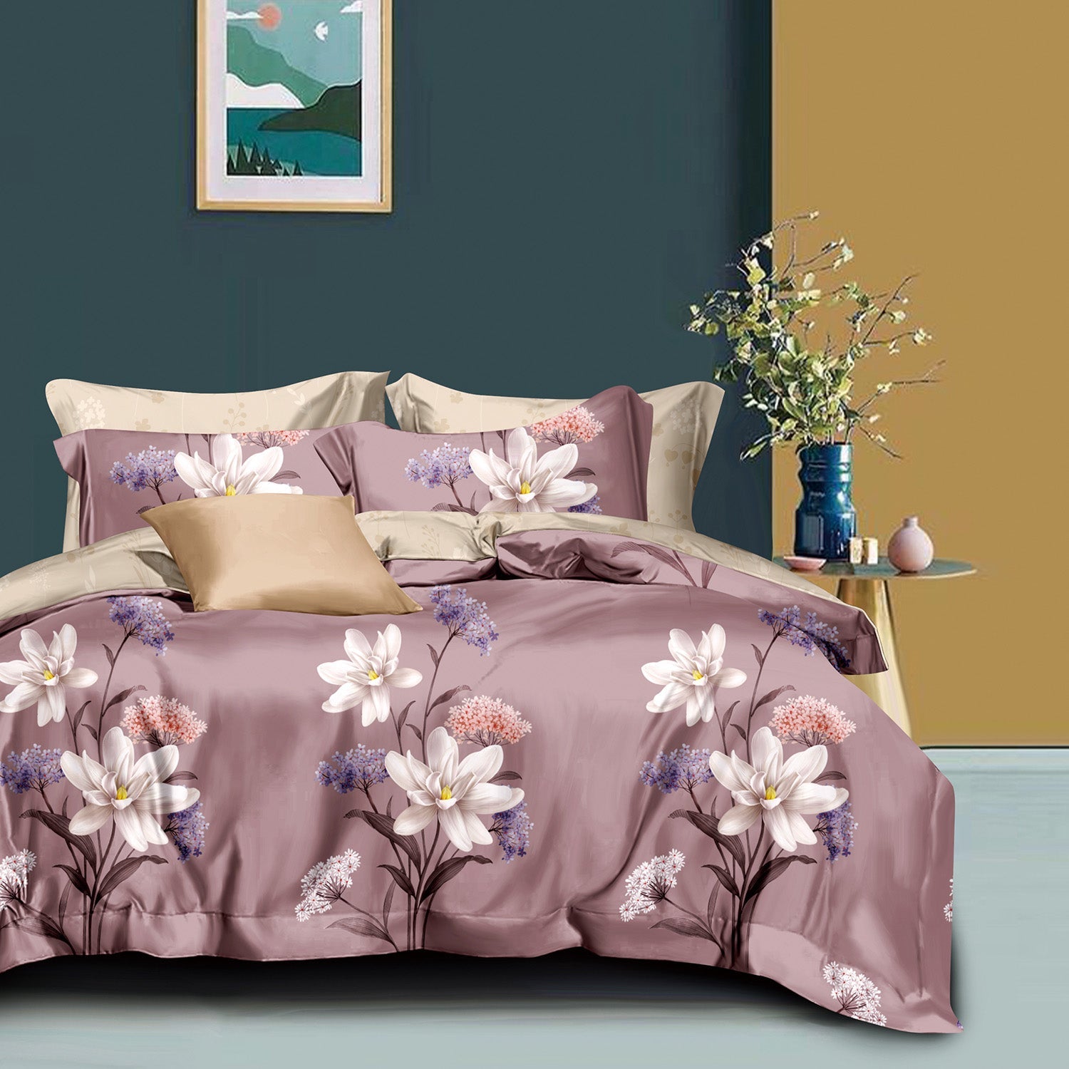 Hillcrest I 988TC ComfyLux I Printed Bedding Collection I Fitted Sheet Set & Summer Blanket - Honor