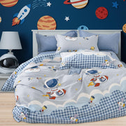 IE Kids I 100% Cotton Printed I Fitted Sheet Set I Fun Vibrant Prints Without Quilt Cover - Rocket Rider