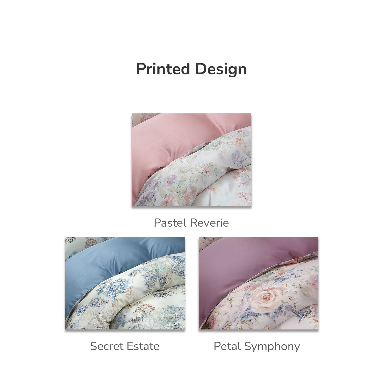 Intero MCD Lyocell Printed 1500TC Cooling Soft Luxury Bedding Fitted Sheet Set Gentle on Skin 1500 Thread Count - Petal Symphony