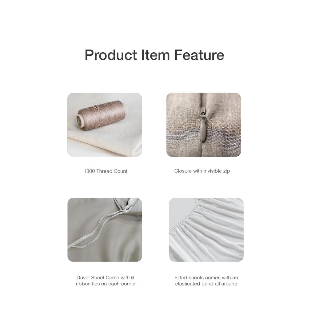 Bellami Heirloom Basic 2.0 Solid Beddings | Fitted Sheet | Bed Set | Pillow Case | Bolster Case - 1300TC Aris Organic Cotton & Lyocell