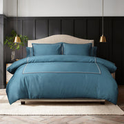 Bellami Hotel De Luxe Speedy Egyptian Cotton Bedding Set with Triple Embroidery Stitch - Denim