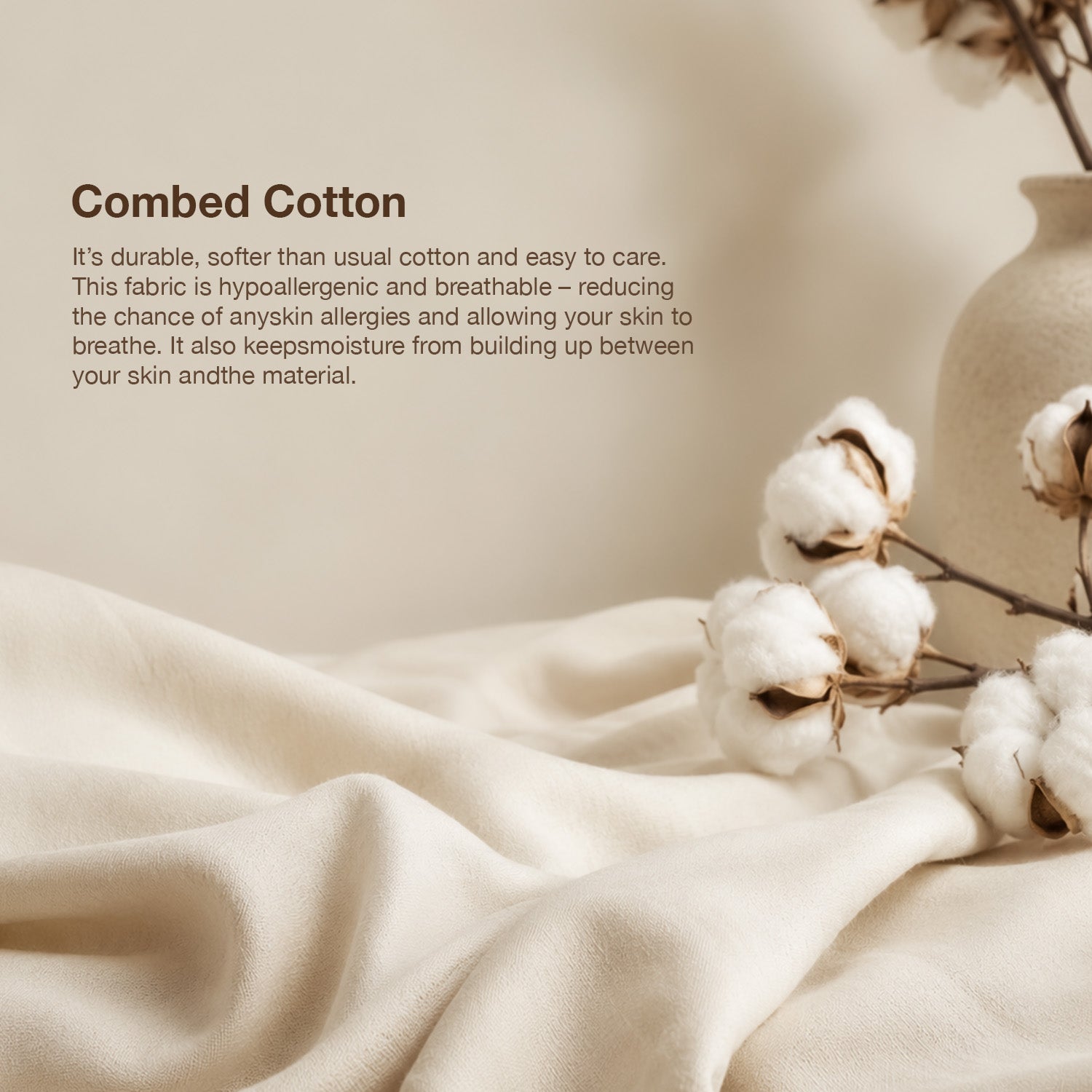 Intero MDC Cotton Solid 100% Combed Cotton 1200 Thread Count Fitted Sheet Set - Beige