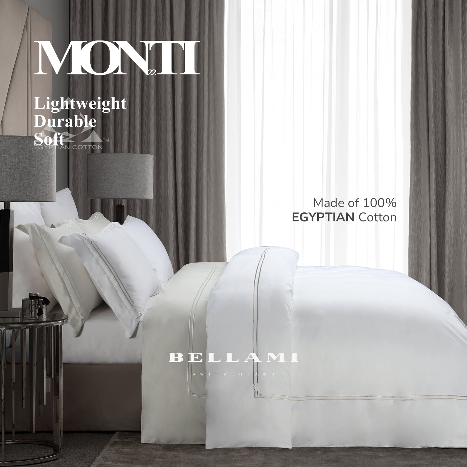 Bellami Monti 100% Egyptian Cotton 1500 Thread Count Fitted Sheet Set | Duvet Cover Set I Pillow Bolster Case