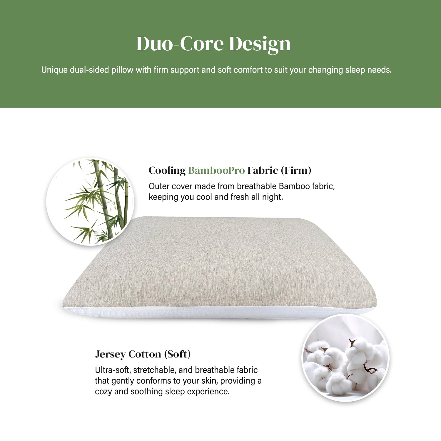 Intero I Visco-AIR Premium I BambooPRO Charcoal I Memory Foam Pillow (Duo-Core Support)