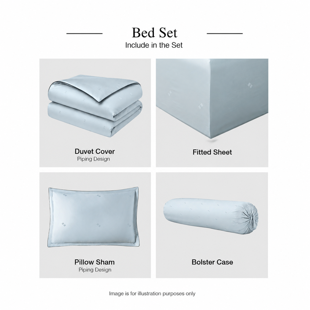 Intero BambooPro Beyond Thread Count Geo Jacquard Luxury Bedding Set - Morning Blue