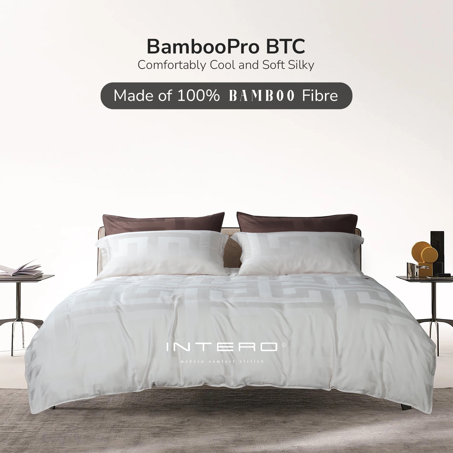 Intero I BambooPro Terra Basic I Beyond Thread Count I Fitted Sheet Set I Bed Set I Pillow Case I Bolster Case I With Quilt Cover Set - 6 Colours