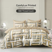 Hillcrest I ComfyLux Printed I 988TC I Fitted Sheet Set I Summer Blanket - Timber