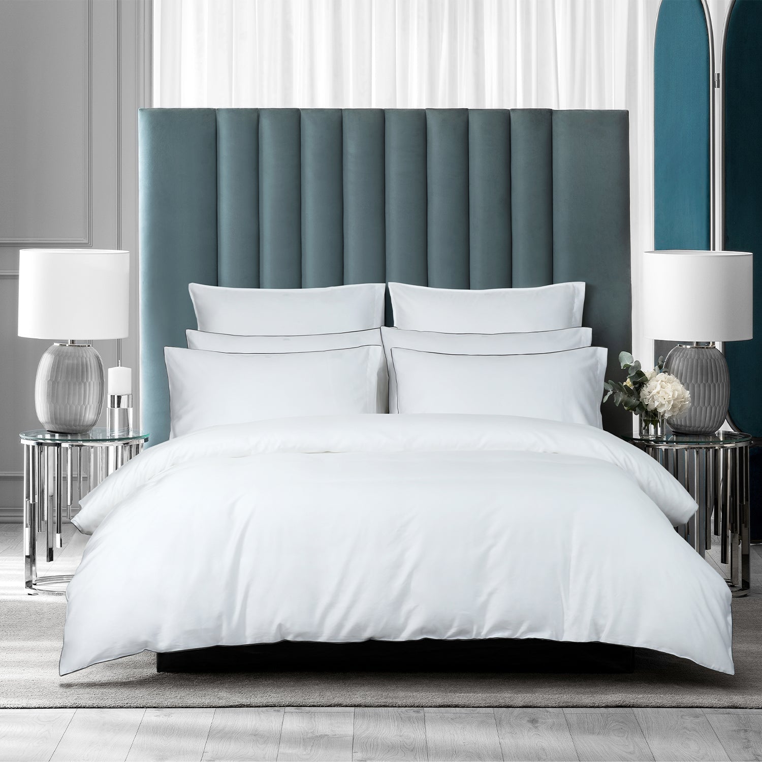 Bellami | Heirloom Classic Claiver Piping Contrast I TENCEL™ Lyocell I Fitted Sheet Set I Bed Set