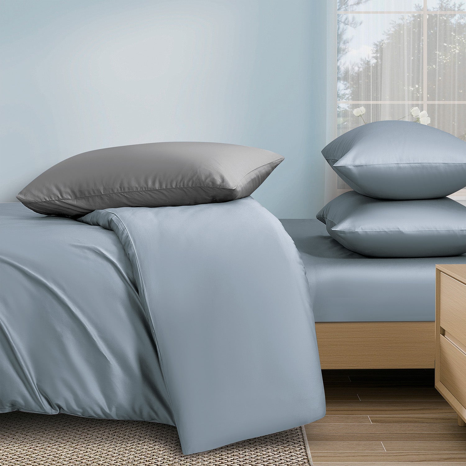 Intero MDC Cotton Solid 100% Combed Cotton 1200 Thread Count Fitted Sheet Set - Teal
