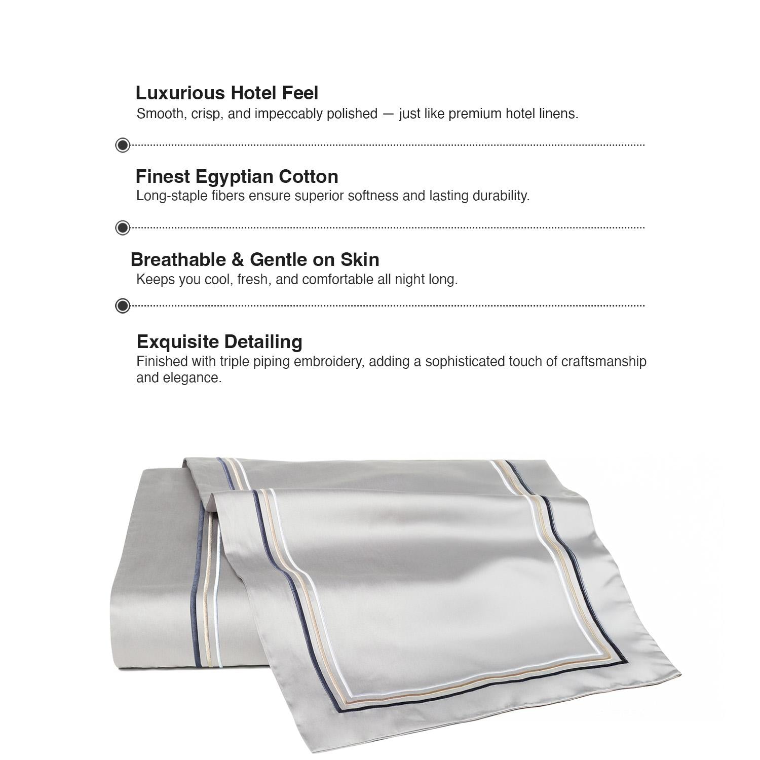 Bellami Hotel De Luxe Speedy Egyptian Cotton Bedding Set with Triple Embroidery Stitch