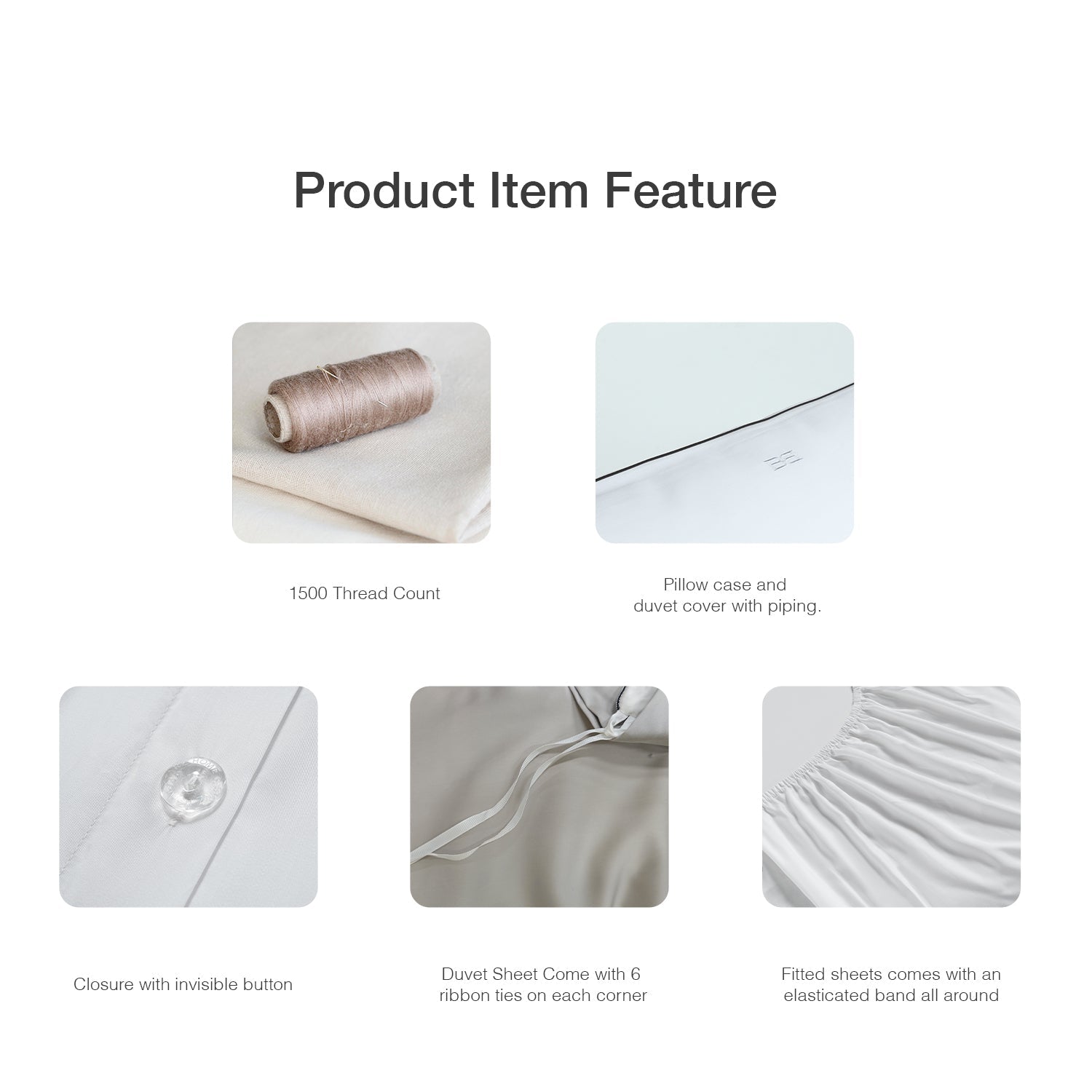 Bellami | Heirloom Classic Claiver Piping Contrast I TENCEL‚Ñ¢ Lyocell I Fitted Sheet Set I Bed Set