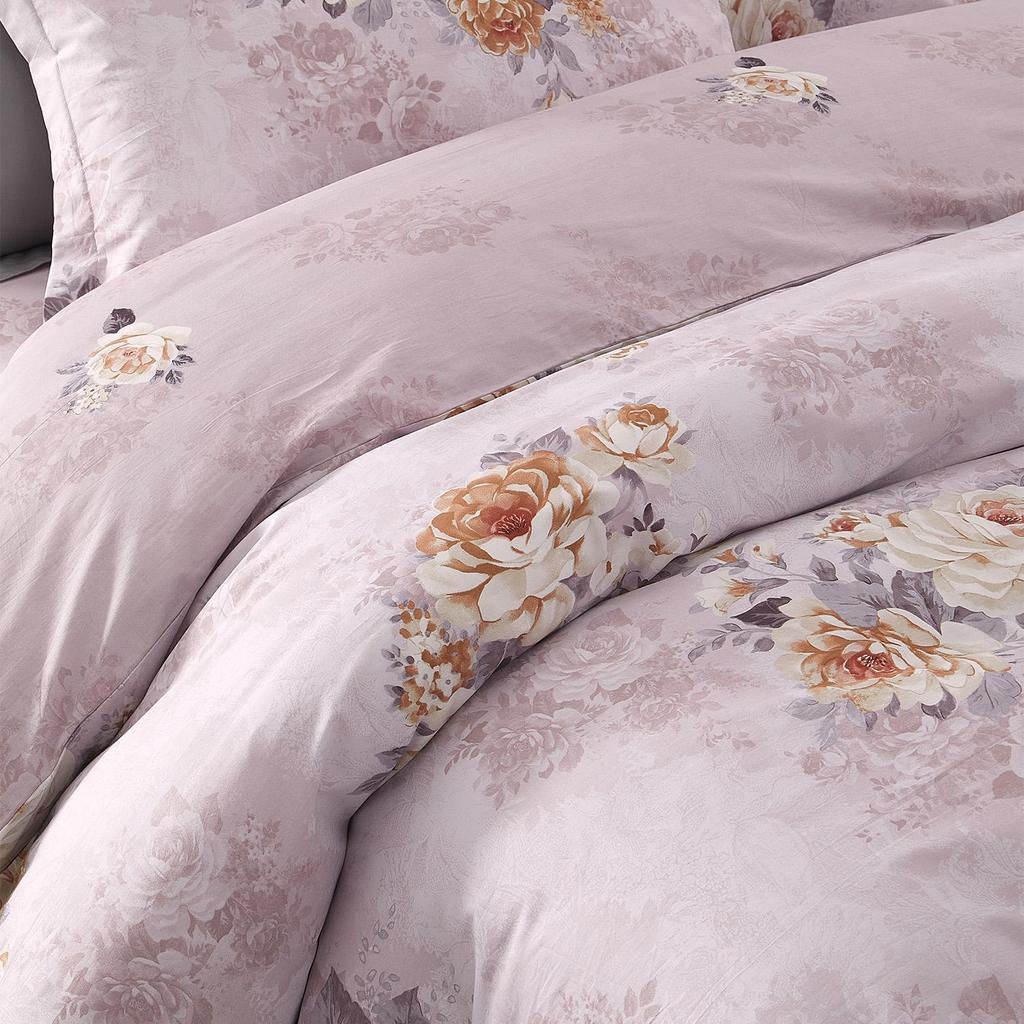 Marie Claire Lumine Printed 100% Combed Cotton 1000TC | Fitted Sheet Set I Bed Set - Pink Reverie