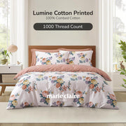 Marie Claire Lumine Printed 100% Combed Cotton 1000TC | Fitted Sheet Set I Bed Set - Peony Kiss