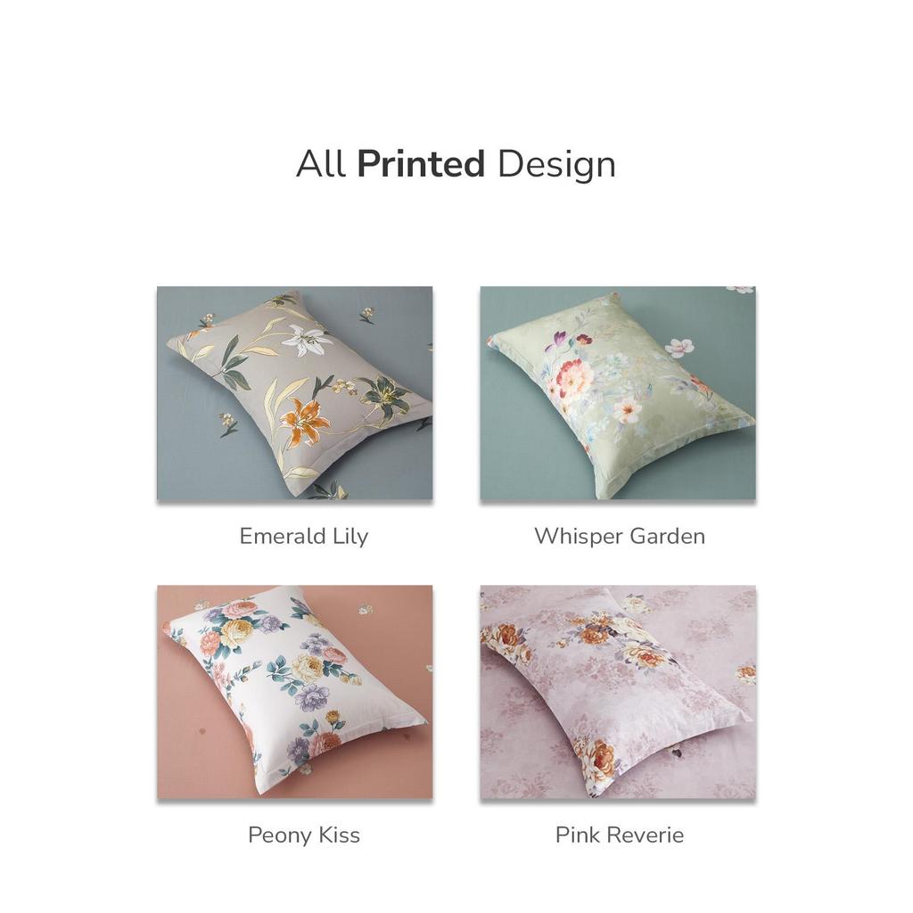 Marie Claire Lumine Printed 100% Combed Cotton 1000TC | Fitted Sheet Set I Bed Set - Emerald Lily