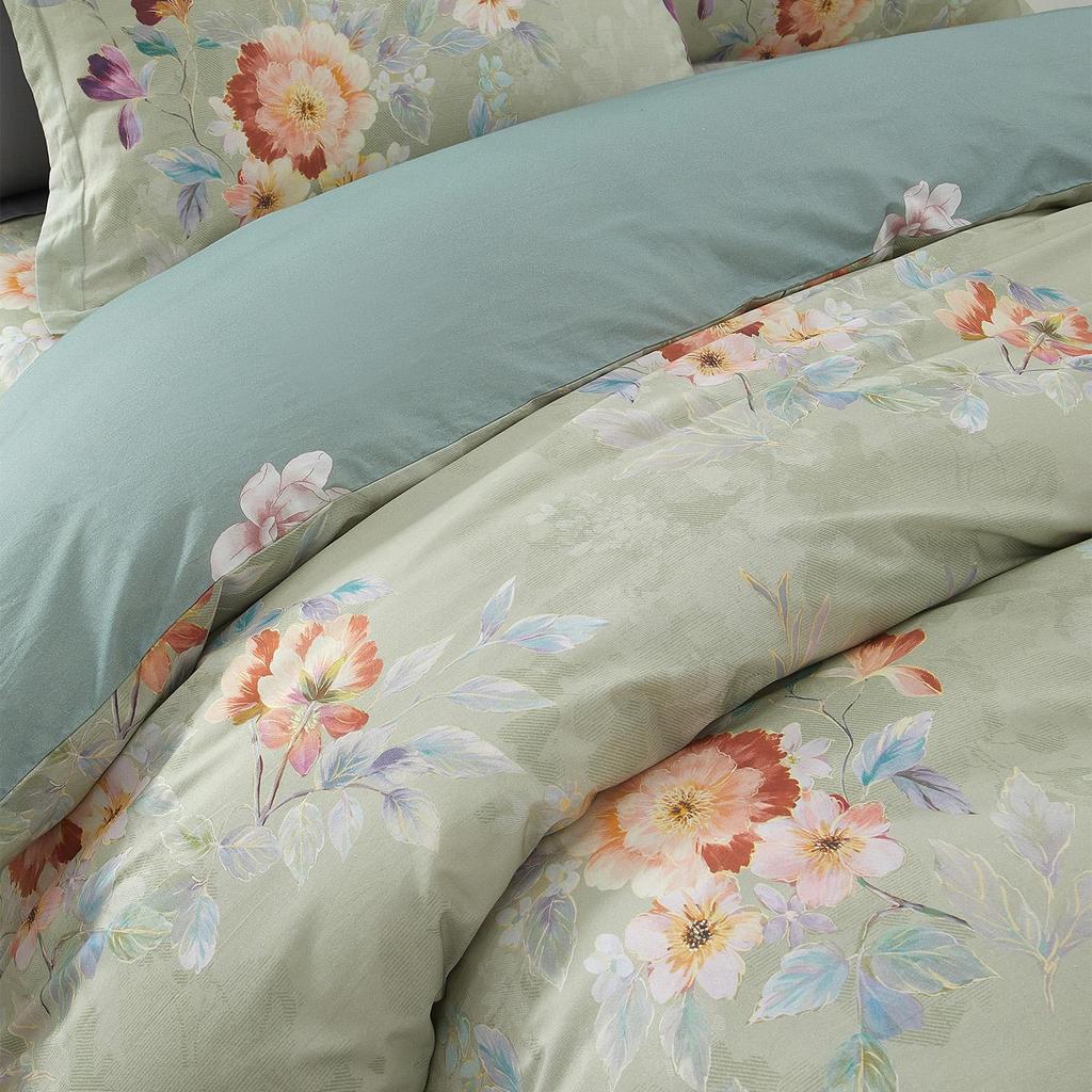 Marie Claire Lumine Printed 100% Combed Cotton 1000TC | Fitted Sheet Set I Bed Set - Whisper Garden