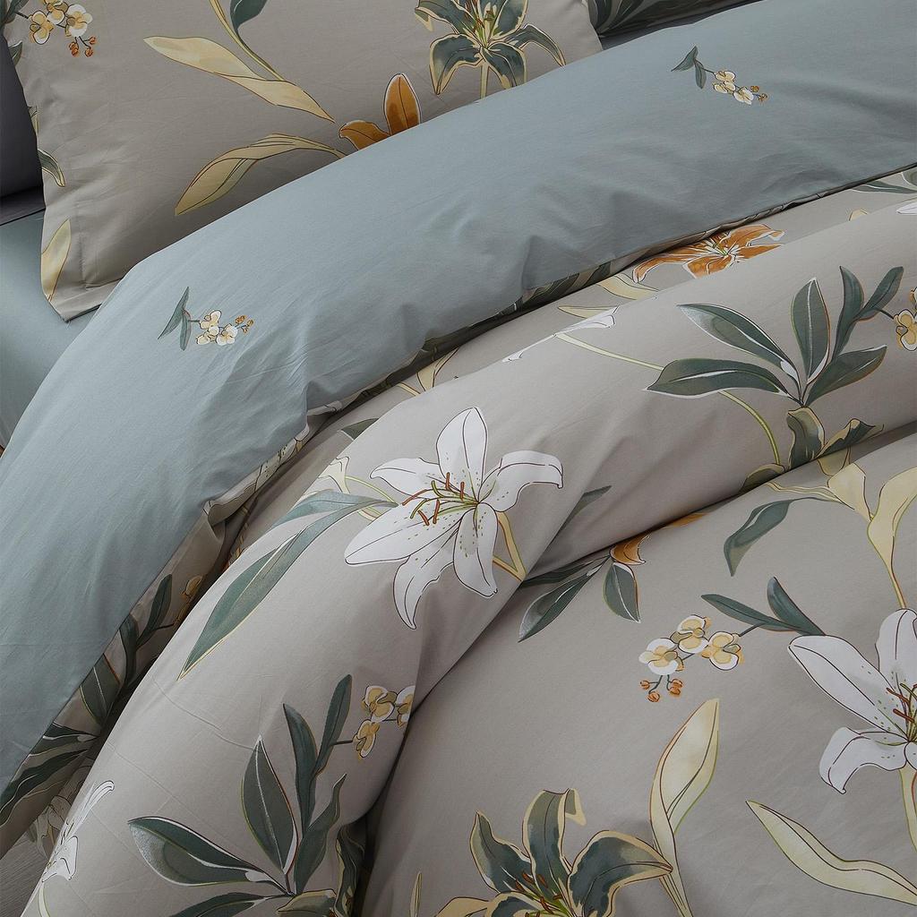 Marie Claire Lumine Printed 100% Combed Cotton 1000TC | Fitted Sheet Set I Bed Set - Emerald Lily