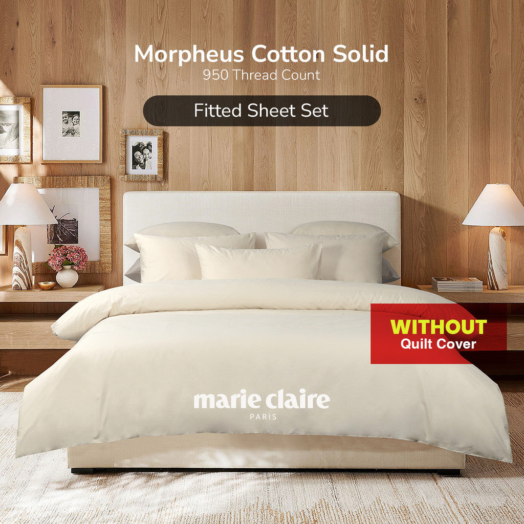Marie Claire I Morpheus I Cotton Solid 950TC | Fitted Sheet with NO Quilt Cover - Cream