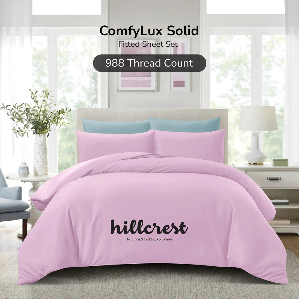 Hillcrest ComfyLux Solid 988TC | Fitted Sheet Set | No Quilt Cover - 6 Colours