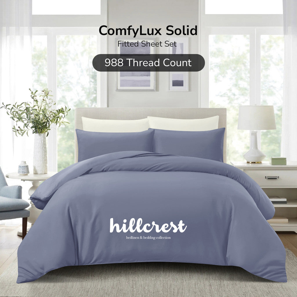 Hillcrest ComfyLux Solid 988TC | Fitted Sheet Set | No Quilt Cover - 6 Colours