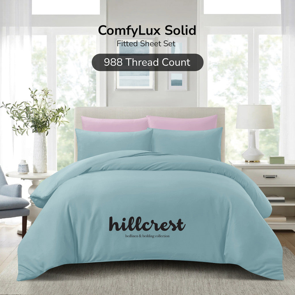 Hillcrest ComfyLux Solid 988TC | Fitted Sheet Set | No Quilt Cover - 6 Colours