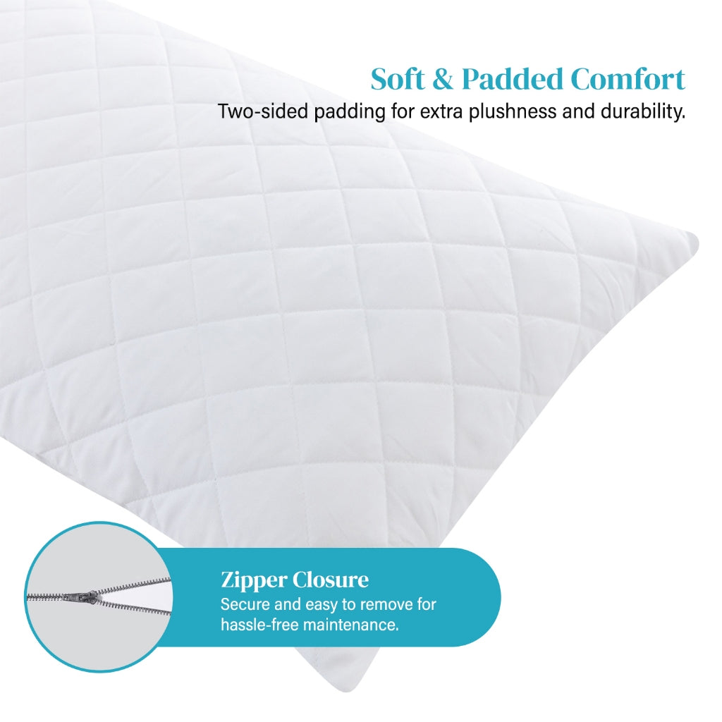 Hillcrest I ComfyLux Pillow Protector – Premium Zippered, Two-Sided Padded (48 x 74cm)