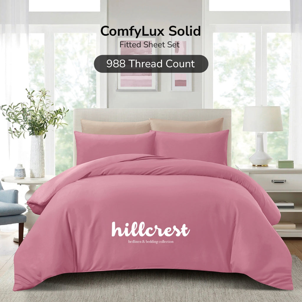 Hillcrest I ComfyLux Solid I 988TC I Fitted Sheet Set I No Quilt Cover - 6 Colours