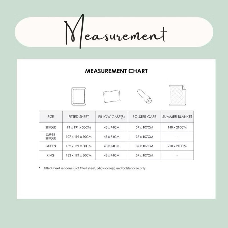 Hillcrest I 988TC ComfyLux I Printed Bedding Collection I Fitted Sheet Set & Summer Blanket - Clarity