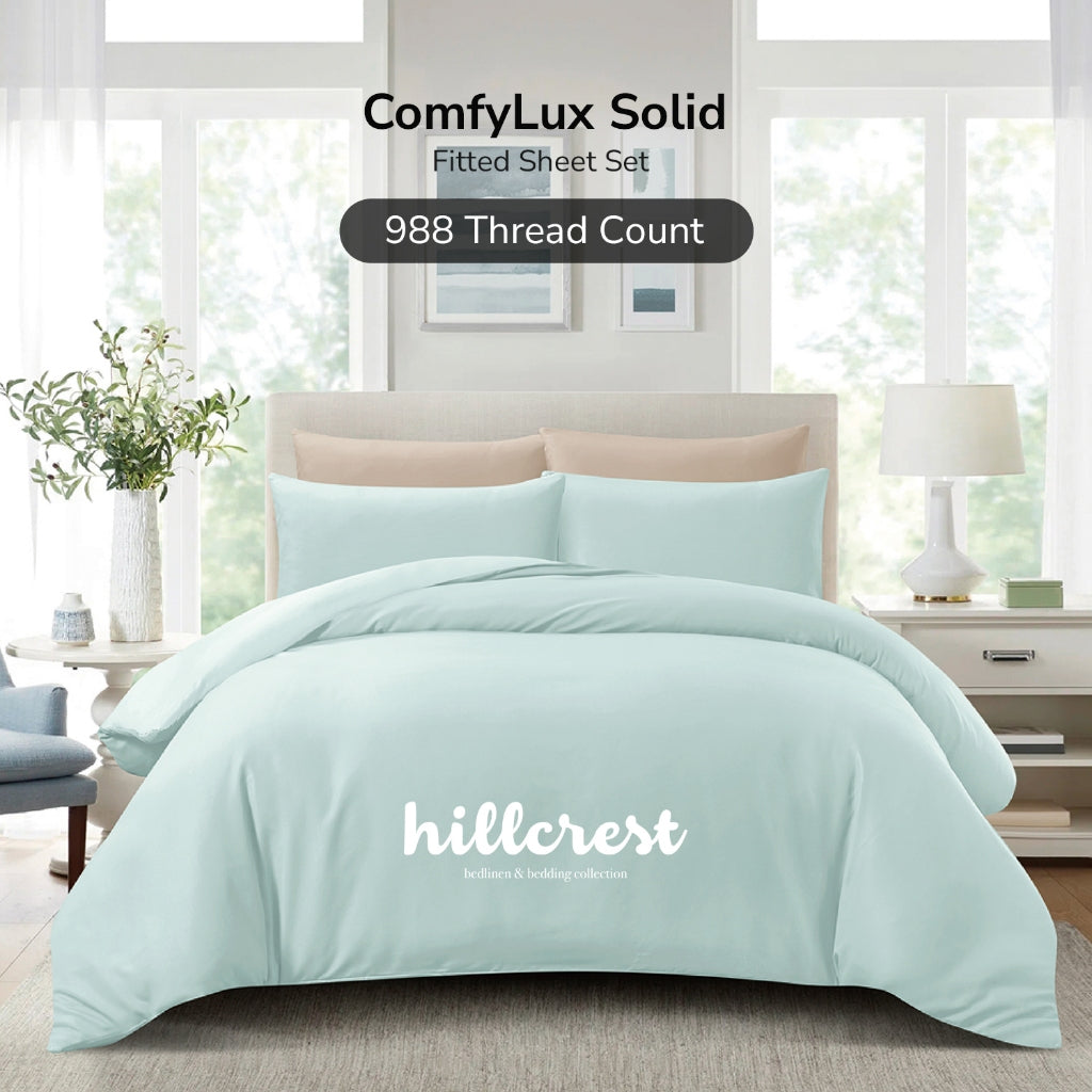 Hillcrest I ComfyLux Solid I 988TC I Fitted Sheet Set I No Quilt Cover - 6 Colours