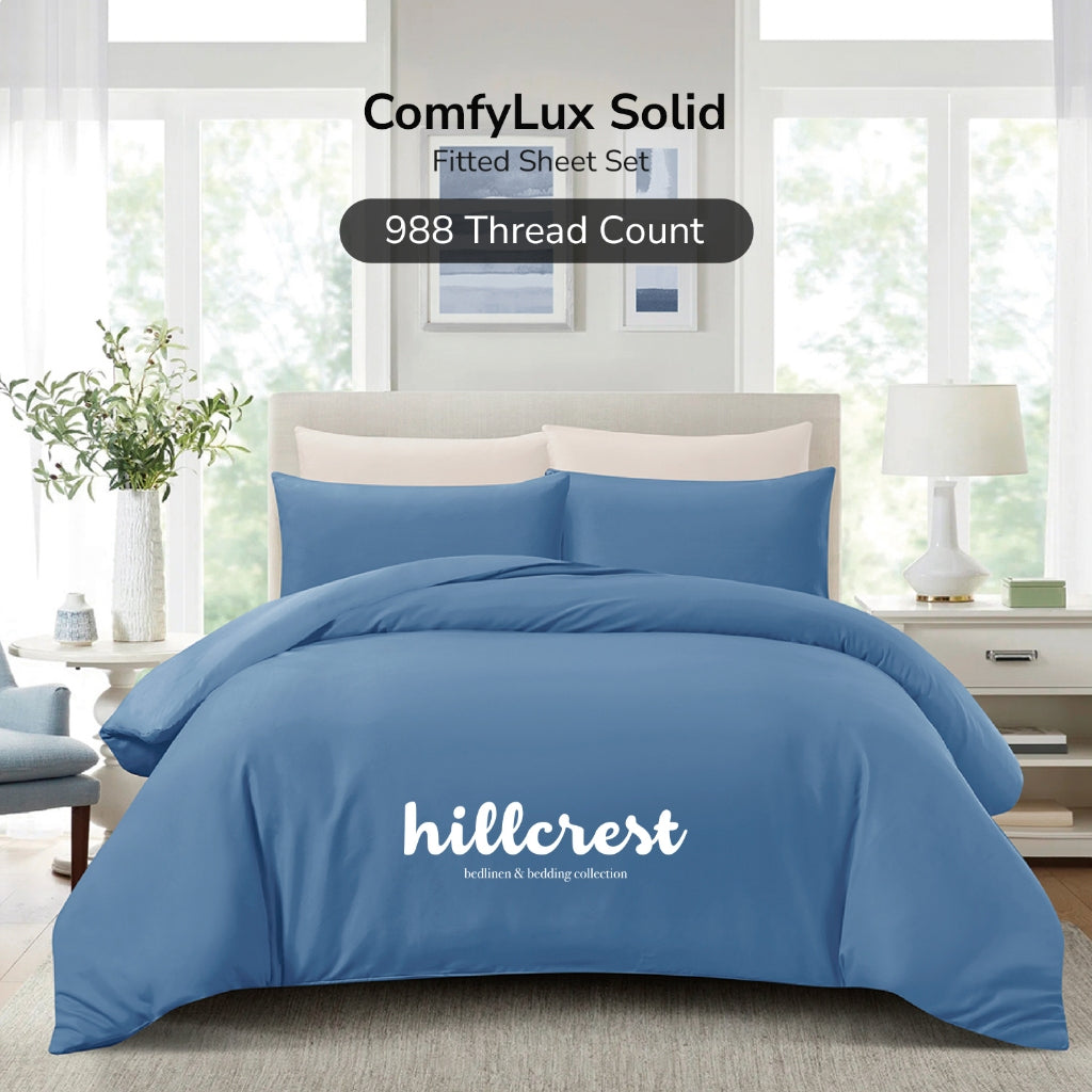 Hillcrest I ComfyLux Solid I 988TC I Fitted Sheet Set I No Quilt Cover - 6 Colours