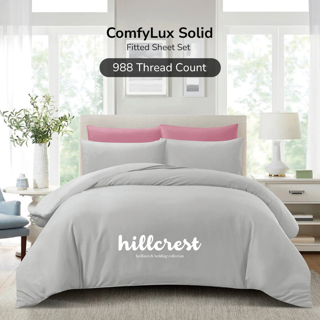 Hillcrest I ComfyLux Solid I 988TC I Fitted Sheet Set I No Quilt Cover - 6 Colours