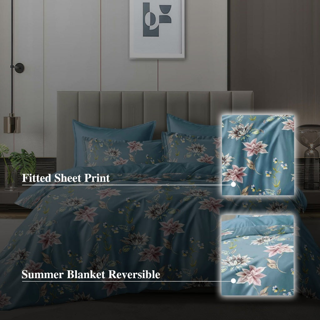 Hillcrest I 988TC ComfyLux I Printed Bedding Collection I Fitted Sheet Set & Summer Blanket - Awakening