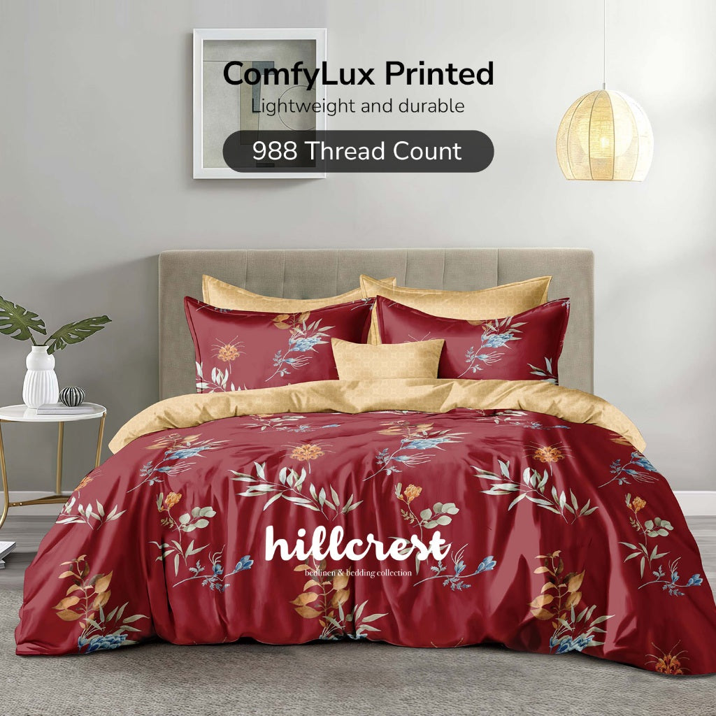 Hillcrest ComfyLux Prints 988TC | Fitted Sheet Set | (Without Quilt Cover) - RedWhisper