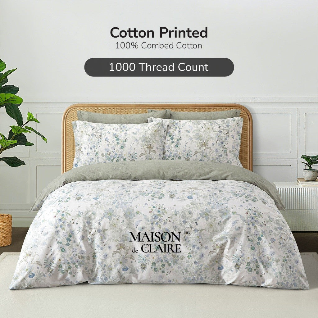 Maison De Claire 1000TC Combed Cotton Printed Bedding I Emerald Ferns